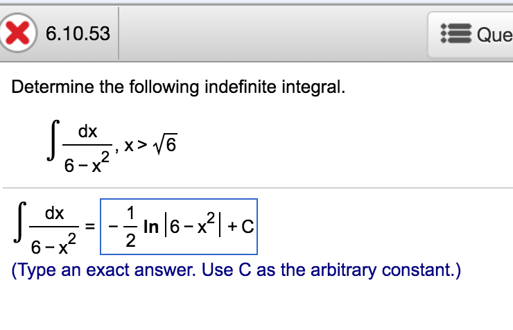 Solved Determine the following indefinite integral. | Chegg.com