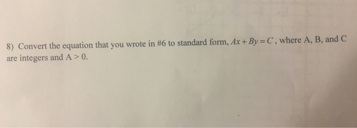 convert to standard form ax by c