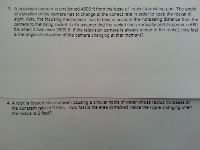 Solved 3. A television camera is positioned 4600 ft from the | Chegg.com