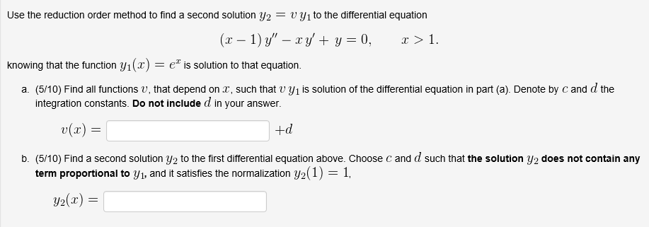 Solved Use the reduction order method to find a second | Chegg.com