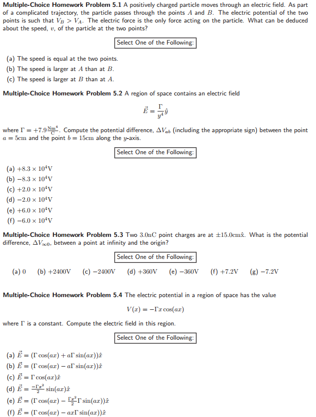 5.1 homework problems