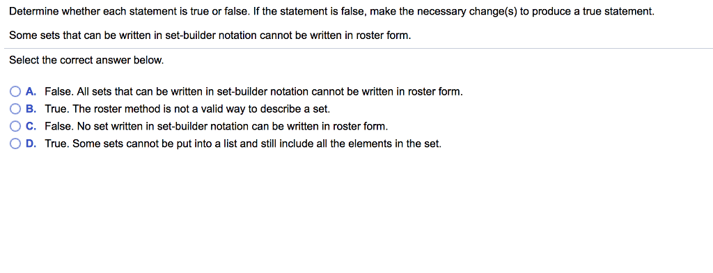 Solved Determine whether each statement is true or false. If | Chegg.com