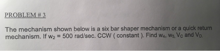 Solved PROBLEM #3 The mechanism shown below is a six bar | Chegg.com