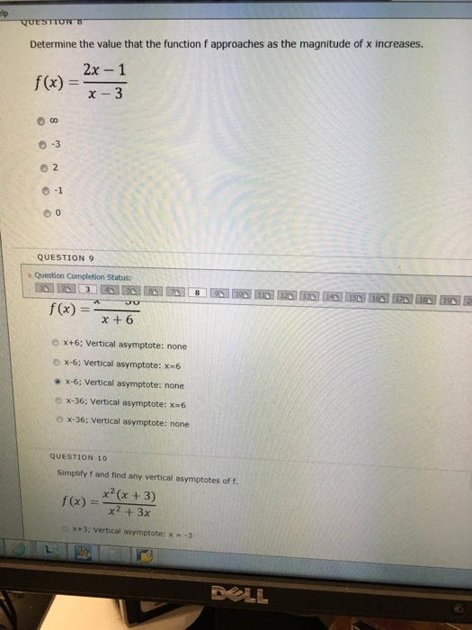 Solved Determine the value that the function f approaches as | Chegg.com