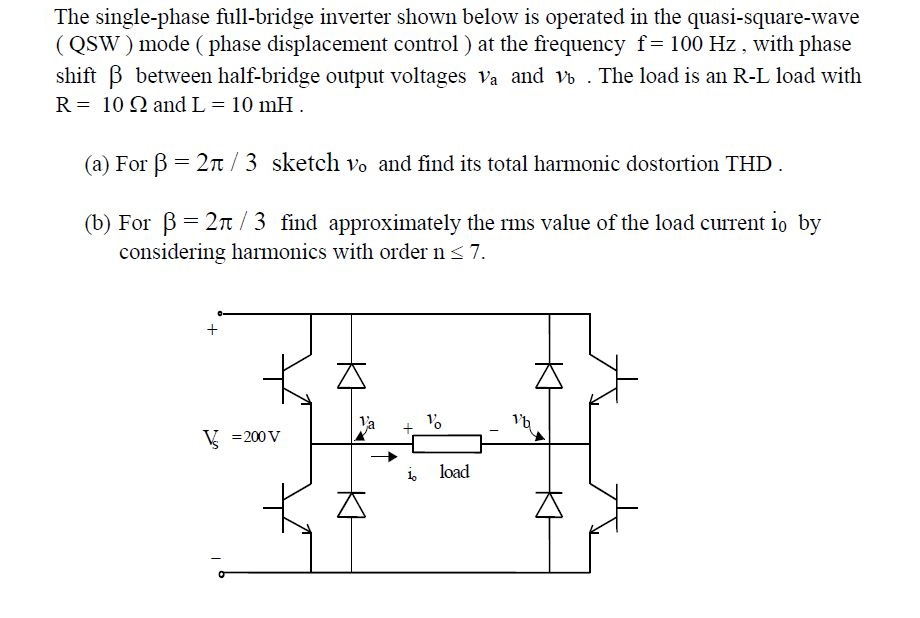 Solved The Single-phase Full-bridge Inverter Shown Below Is | Chegg.com