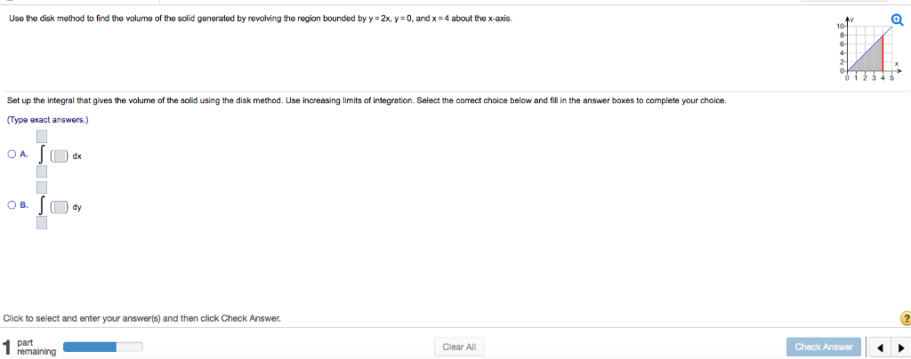 Solved Use the disk method to find the volume of the solid | Chegg.com