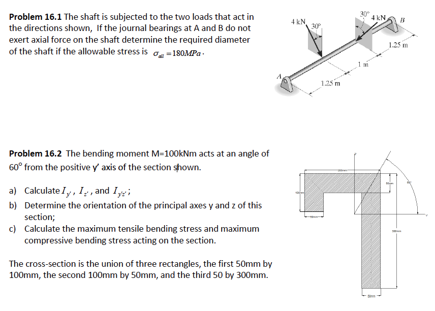 Solved Problem 16.1 The Shaft Is Subjected To The Two Loads | Chegg.com