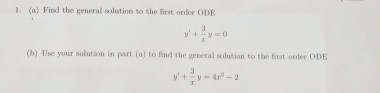 Solved Find the general solution to the first order ODE y' + | Chegg.com