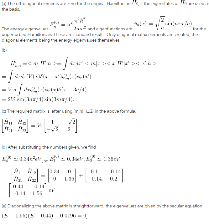 Solved Timeindependent perturbation theory. Consider a