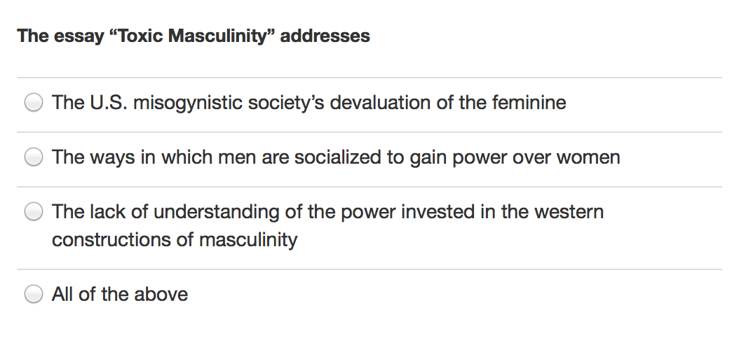 toxic masculinity essay questions