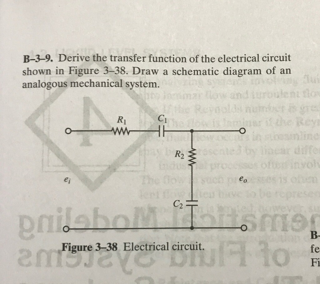Solved B-3-9. Derive the transfer function of the electrical | Chegg.com