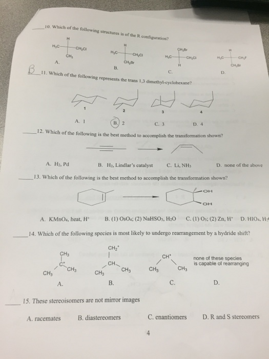 Solved Organic Chemistry Multiple Choice Questions | Chegg.com