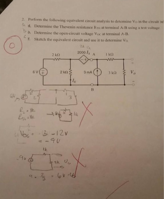 Solved Perform The Following Equivalent Circuit Analysis To | Chegg.com