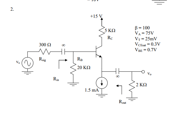 Solved BJT Common Collector (CC) Amplifier: For Each Of The | Chegg.com