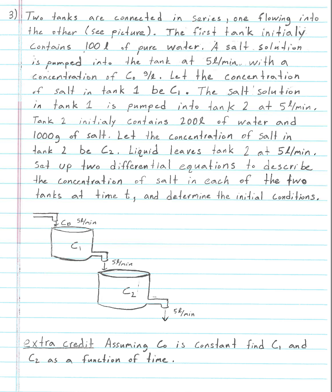 Solved 3) Two tanks are connected in series, one flowing | Chegg.com