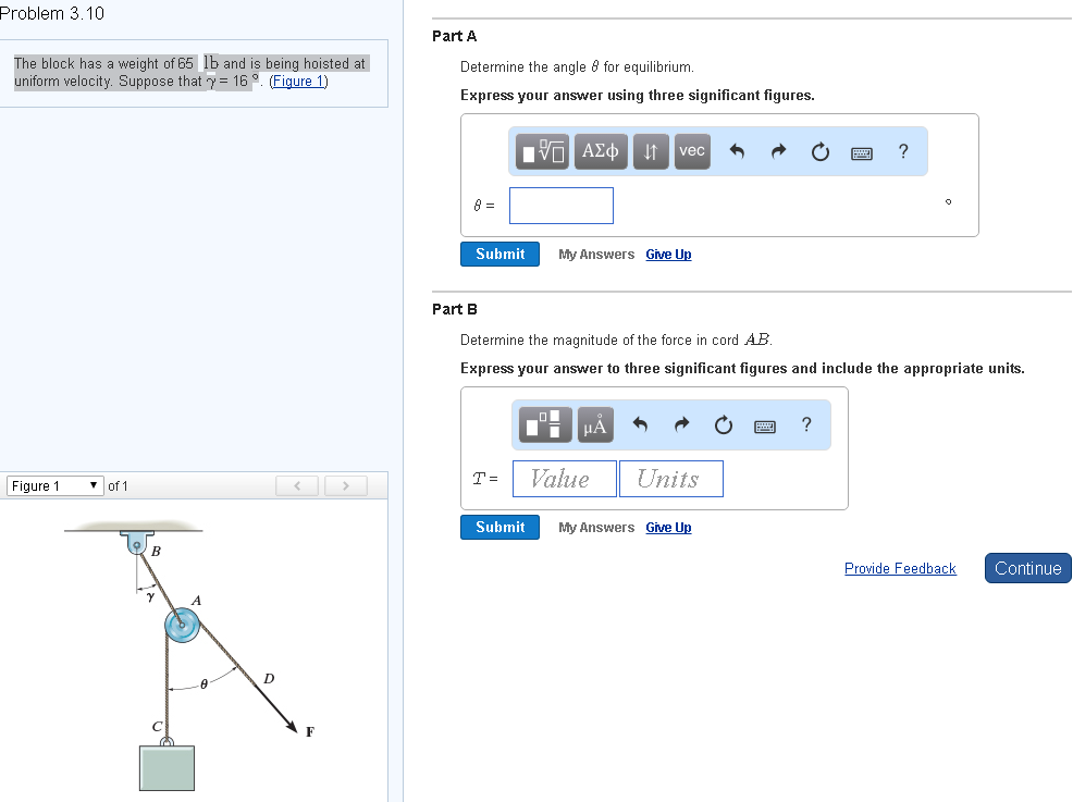 Solved The block has a weight of 65 lb and is being hoisted | Chegg.com
