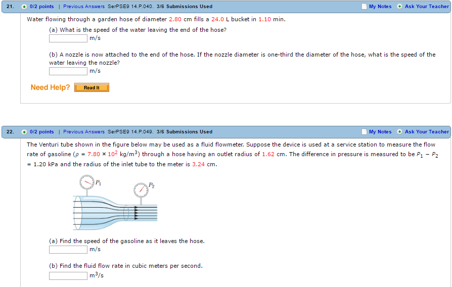 Solved Water flowing through a garden hose of diameter 2.80