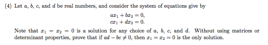 Solved (4) Let A, B, C, And D Be Real Numbers, And Consider | Chegg.com