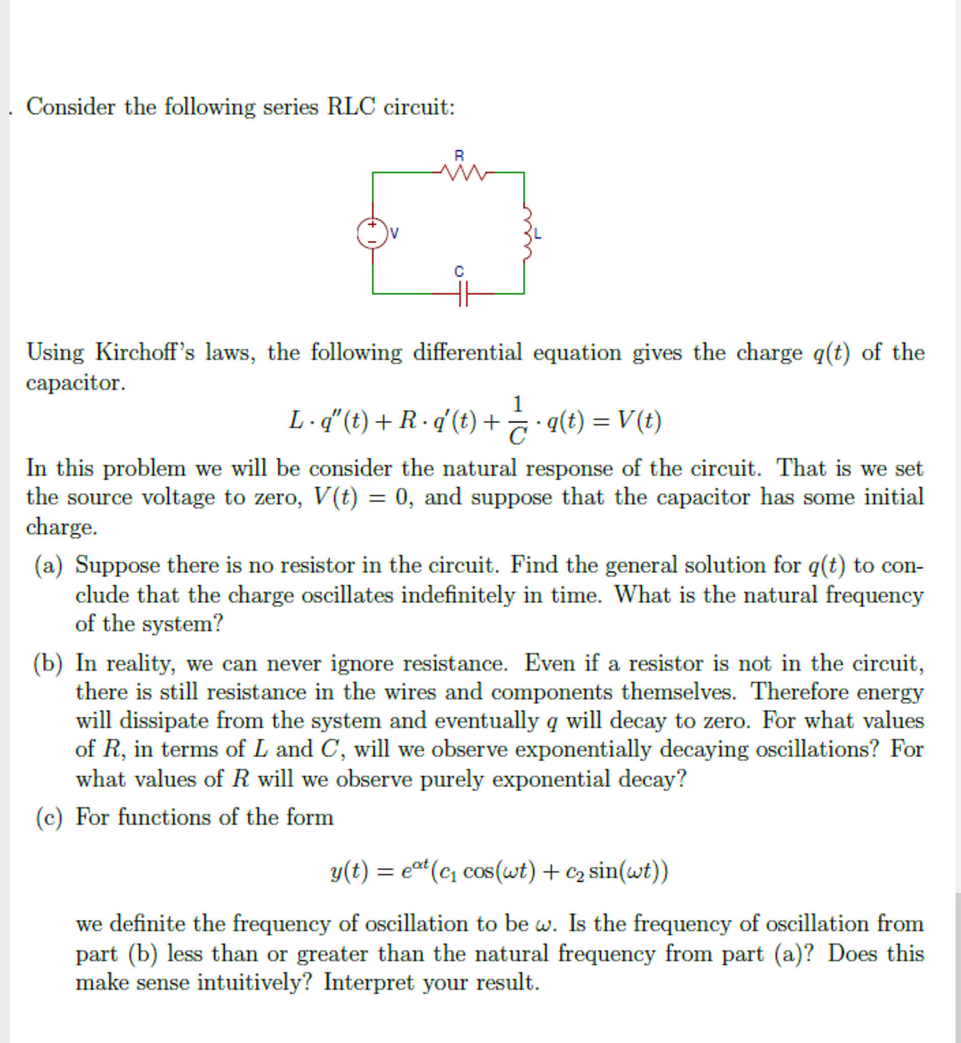 Solved Consider The Following Series RLC Circuit: Using | Chegg.com