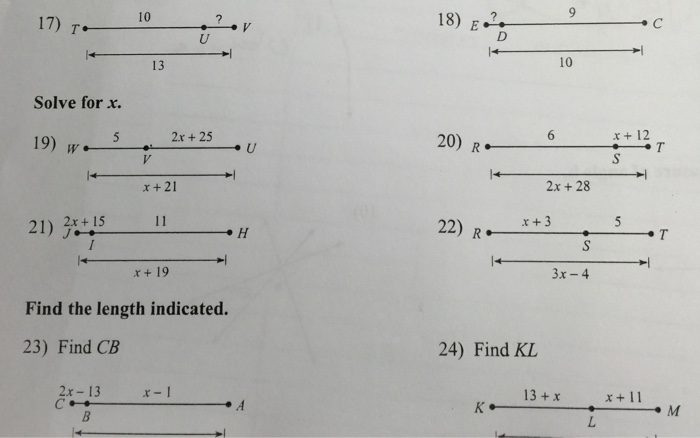 geometry assignment find the length indicated answer key