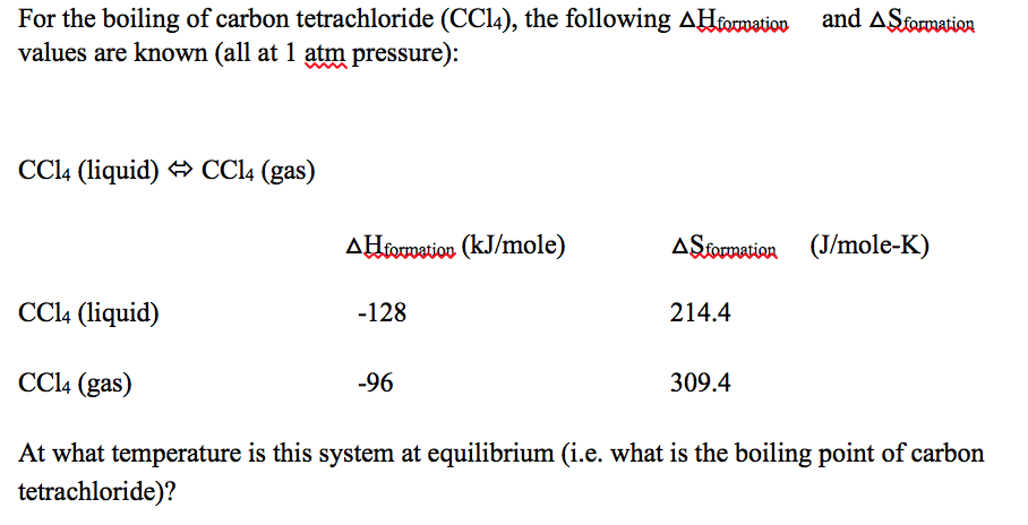 Solved For The Boiling Of Carbon Tetrachloride CC I 4 The Chegg Com   PhpuWJRnd 