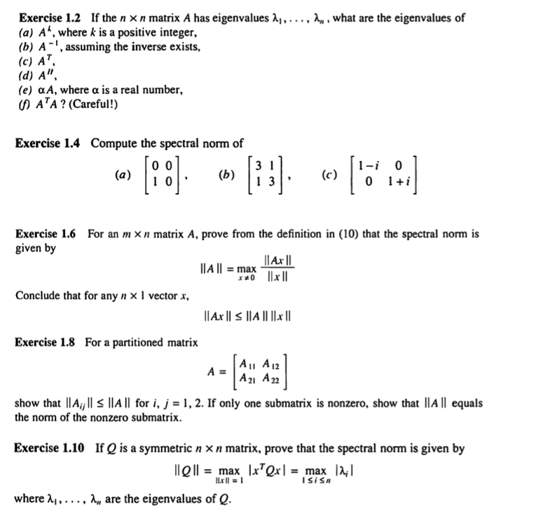 Solved If the n times n matrix A has eigenvalues | Chegg.com