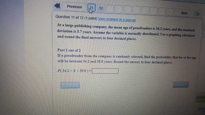 Solved Previous1 12 Next Question 11 of 12 (1 point) View | Chegg.com