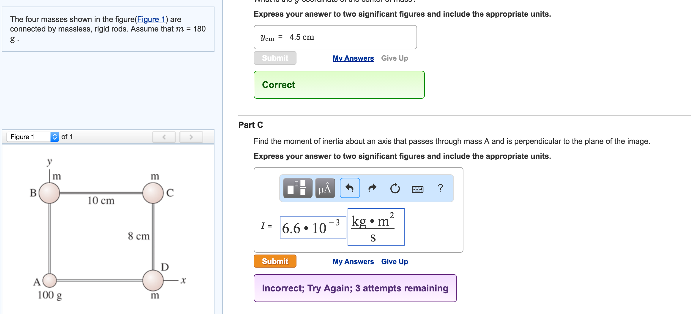Solved The four masses shown in the figure (Figure 1) are