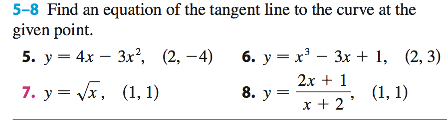 Solved 5 8 Find An Equation Of The Tangent Line To The Curve