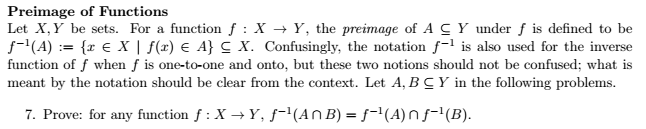 Solved Preimage of Functions Let X Y be sets. For a function | Chegg.com