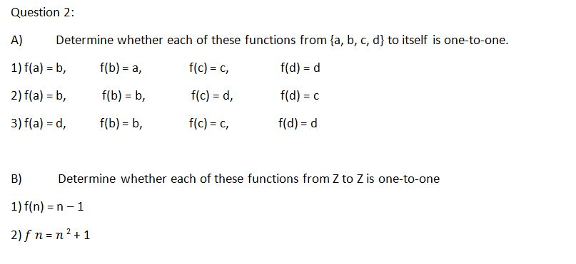 Solved Determine Whether Each Of These Functions From A B 1905