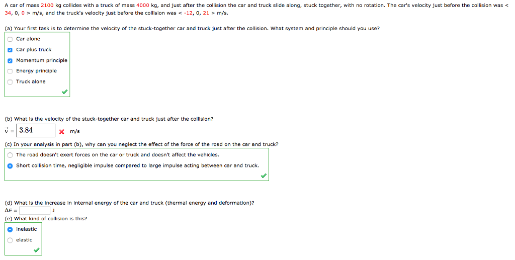Solved A car of mass 2100 kg collides with a truck of mass | Chegg.com