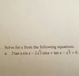 tan x 2 square root of 3