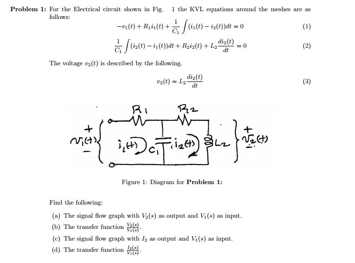 Solved For the Electrical circuit shown in Fig. 1 the KVL | Chegg.com