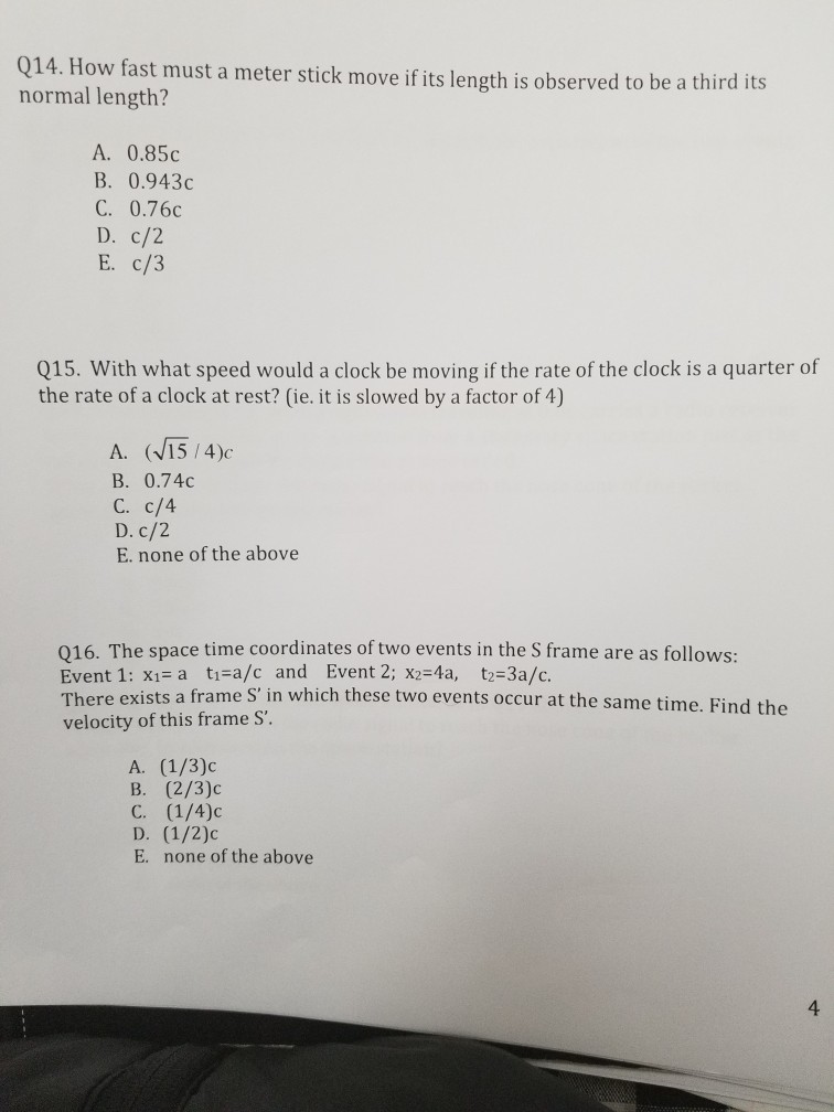 Solved 014. How fast must a meter stick move if its length | Chegg.com