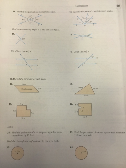 Solved Identify the pairs of supplementary angles. Given | Chegg.com