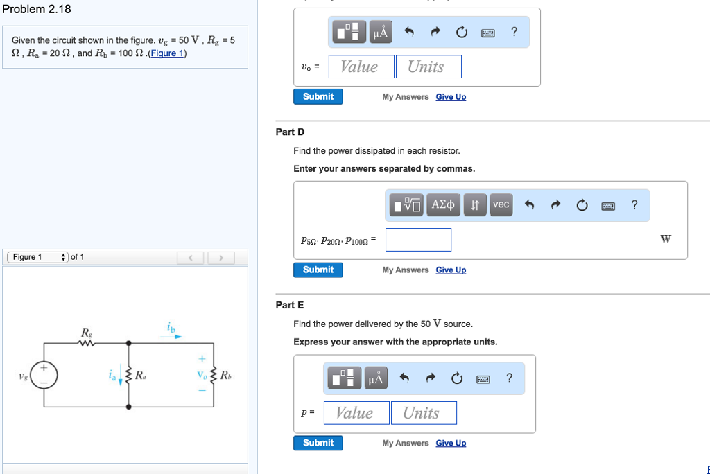 Solved Problem 2.18 Given the circuit shown in the figure. v | Chegg.com