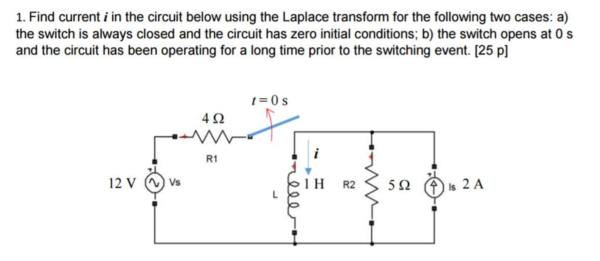 Solved Find Current I In The Circuit Below Using The Laplace | Chegg.com