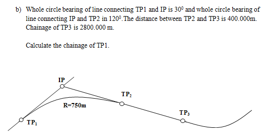 Solved Whole circle bearing of line connecting TP1 and IP is | Chegg.com