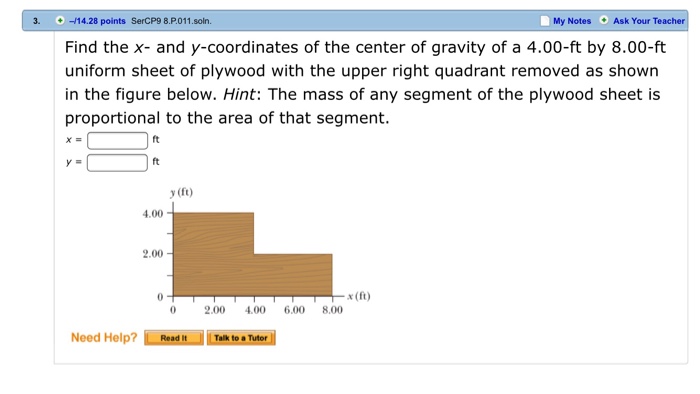 Solved Find the x- and y-coordinates of the center of | Chegg.com