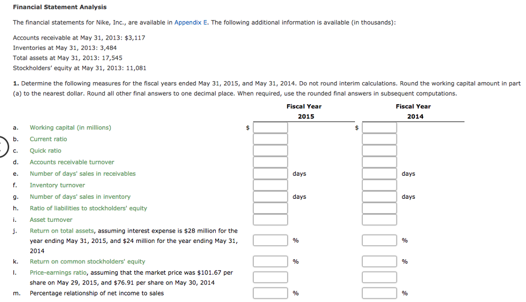 Solved Financial Statement Analysis The financial statements | Chegg.com