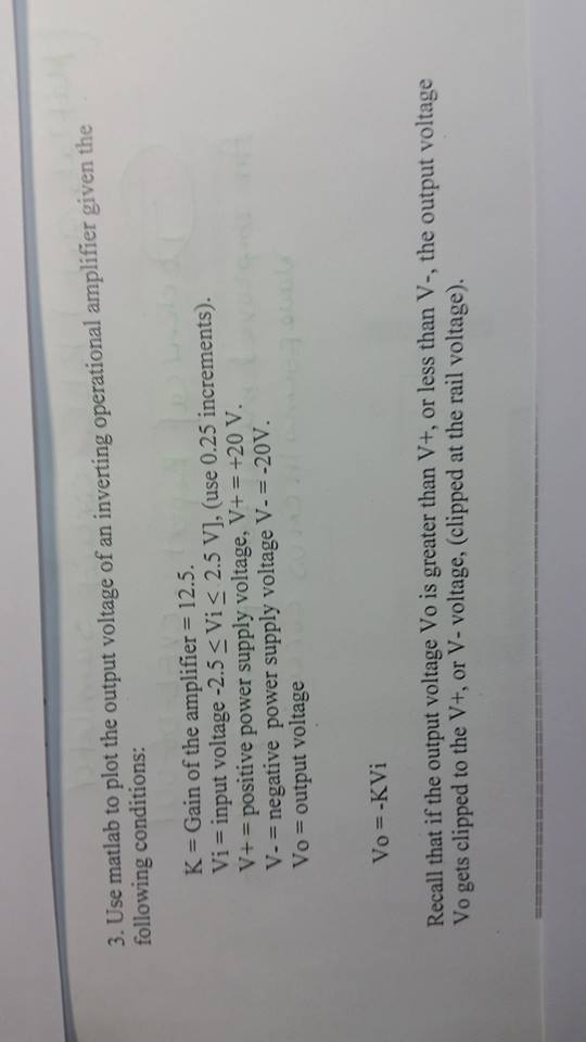 Solved 3. Use matlab to plot the output voltage of an | Chegg.com