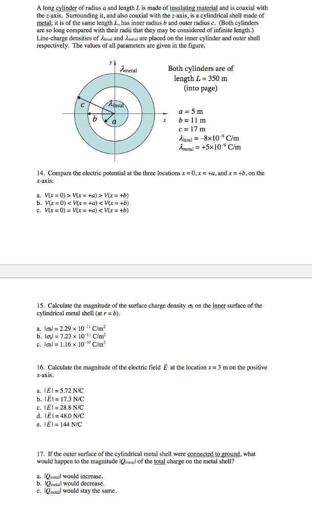 Solved A long cylinder of radius a and length L is made of | Chegg.com