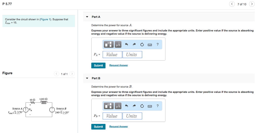 Solved P 5.77 7 of 10> Part A Consider the circuit shown in | Chegg.com