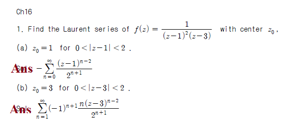 Solved Find The Laurent Series Of Fz 1z 12 Z 3 5338
