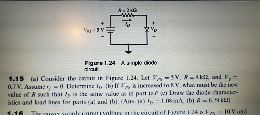 Solved A Simple Diode Figure 1.24 Circuit 1.15 (a) Consider | Chegg.com