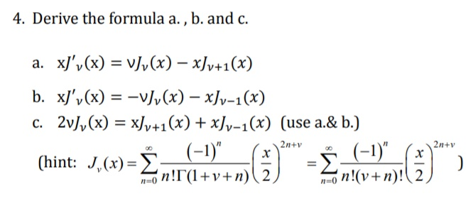 Solved 4. Derive The Formula A., B. And C. C. 2v/v (x) = | Chegg.com