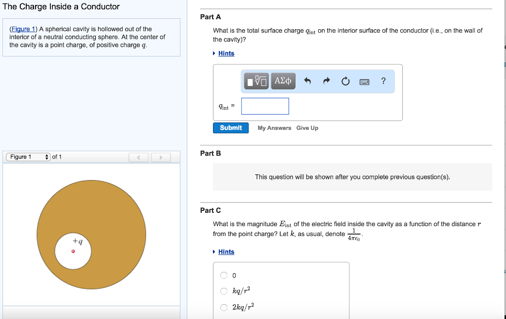 Solved A spherical cavity is hollowed out of the interior of | Chegg.com