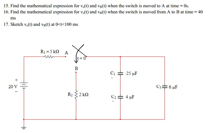 Find the mathematical expression for vc(t) and vR(t) | Chegg.com