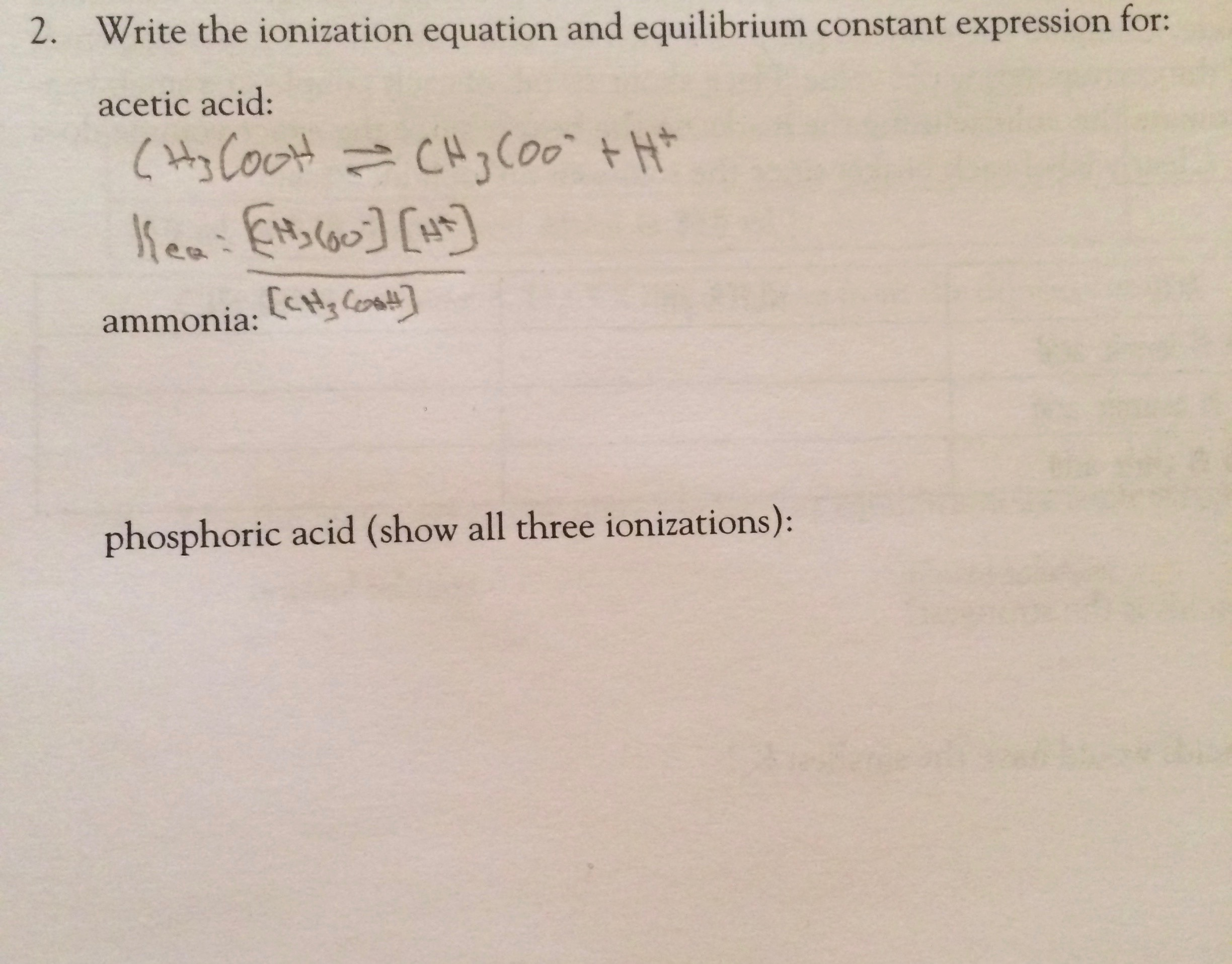 Ionization Of Acetic Acid Equilibrium Equation Tessshebaylo